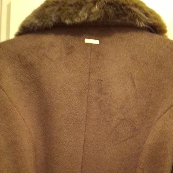 Luxurious Brown Faux Fur Collar Coat Vince Camuto OLIVE NWT M - Picture 11 of 14